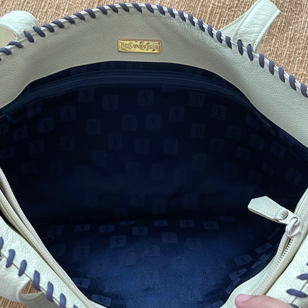 YSL Vintage Pebble Leather Tote Style With Stitching Detail Bag MA100 - Picture 7 of 12